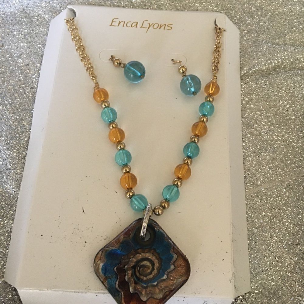 ERICA LYONS Colorful Necklace and earrings
